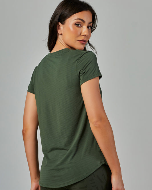 Blusa Manga Curta Dry Fit Janice Verde Croco Vestem