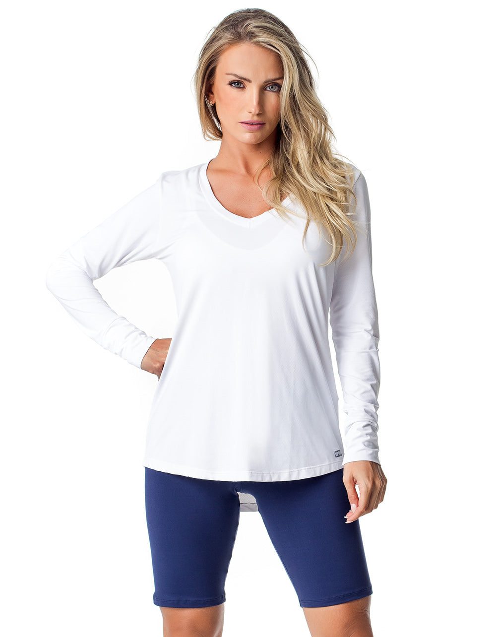 Blusa Dry Fit  Janice Branco Alongada Vestem