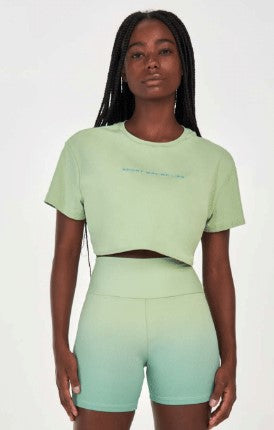 T-Shirt Cropped Sport Way Of Life Verde Alto Giro