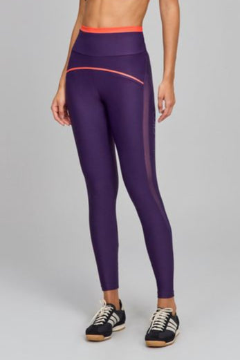 Legging Sustentação Recortes Tule Roxo Royale Alto Giro