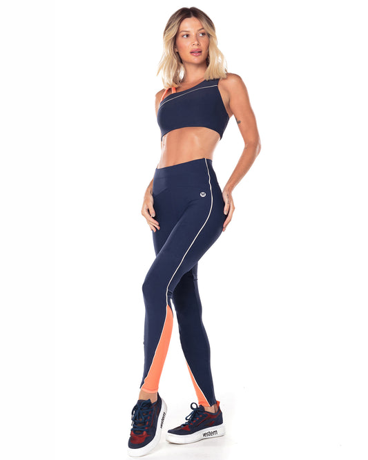 Conjunto Top e Legging Astra Azul Marinho Vestem