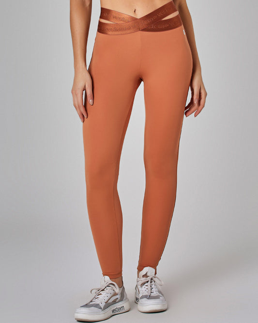 Legging Fusô Cós Transpassado Core Marrom Conhaque Vestem