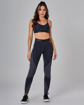 Conjunto Top e Legging Fusô Bicolor Prime Preto Vestem