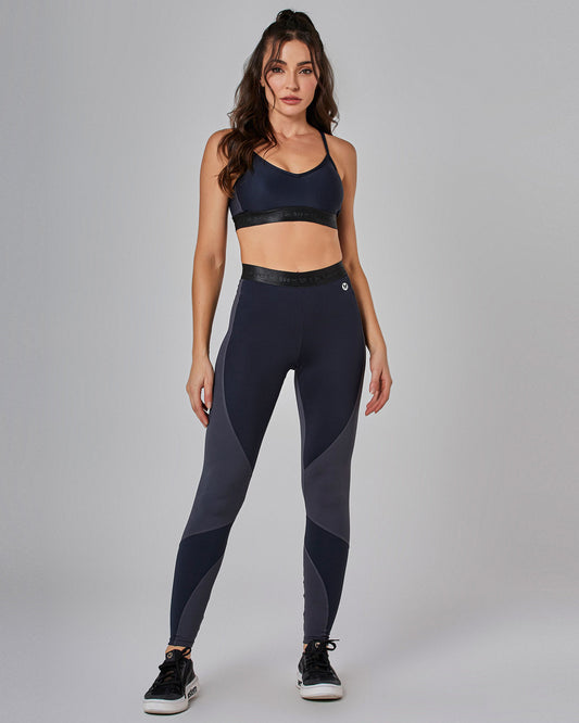 Conjunto Top e Legging Fusô Bicolor Prime Preto Vestem