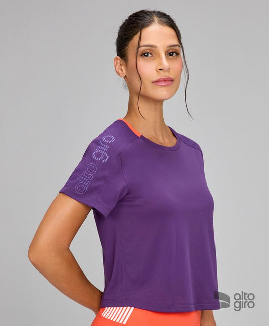 T-shirt Cropped Comfy Roxo Royale Alto Giro