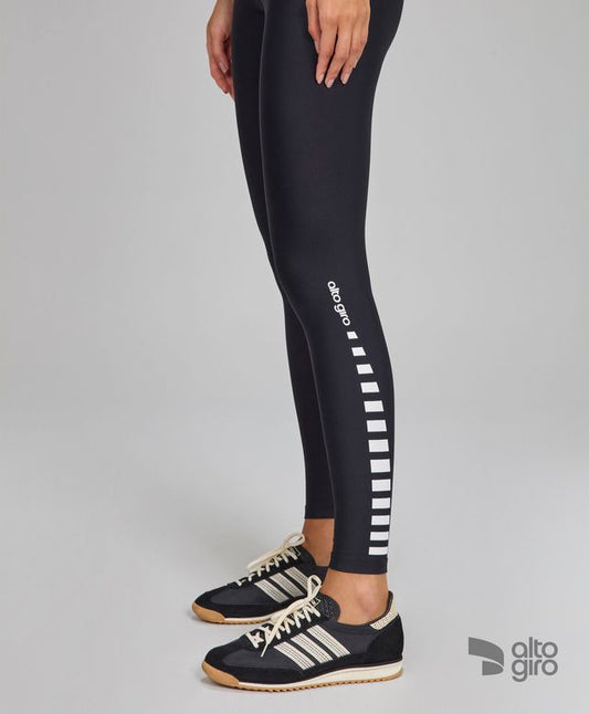 Legging Listras Laterais e Bolso Preto Alto Giro