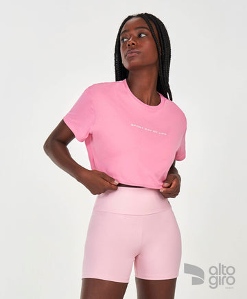 T-Shirt Cropped Sport Way Of Life Rosa Alto Giro