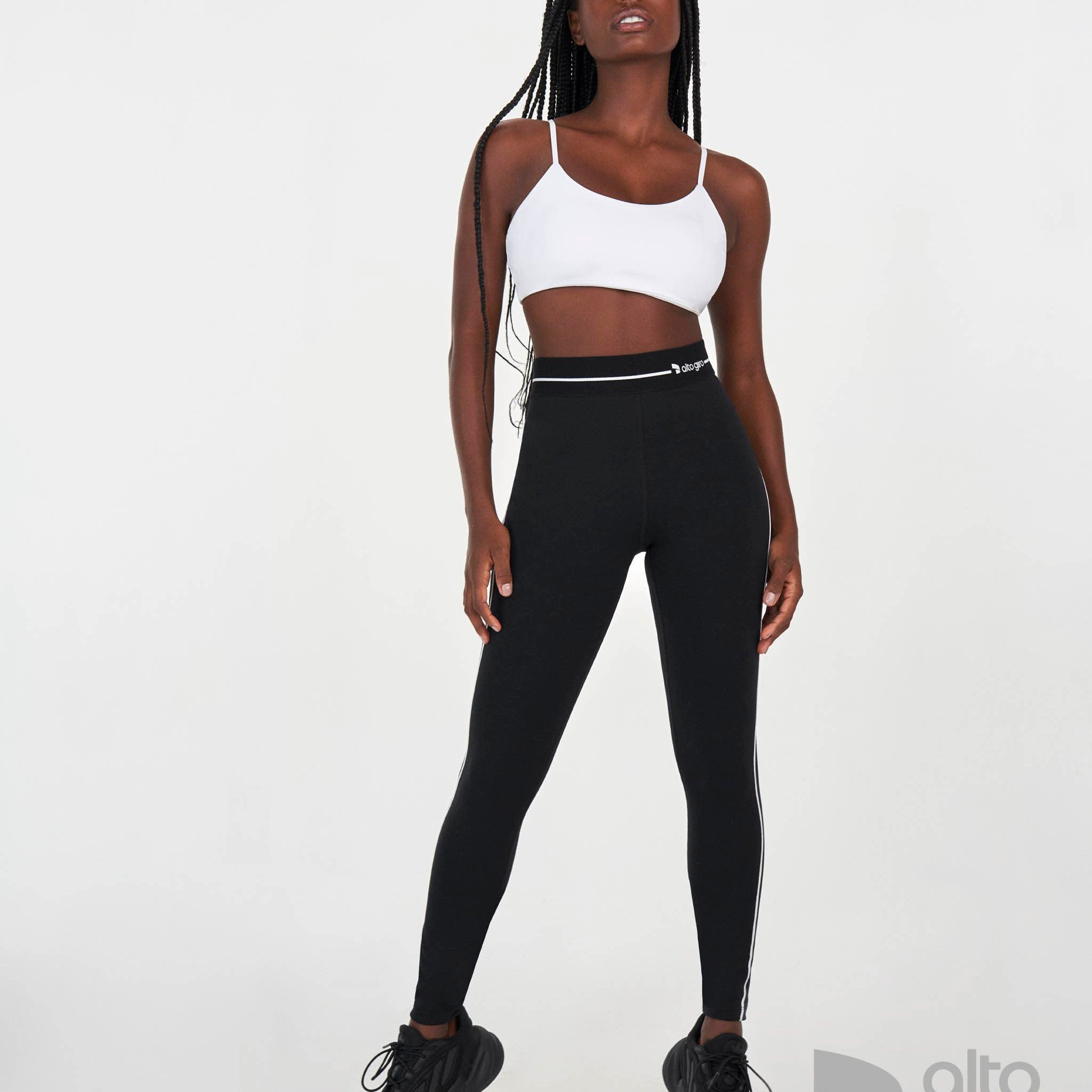 Legging Com Cos de Elastico Preto Alto Giro