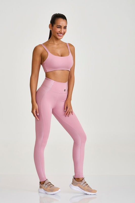Conjunto Top e Legging Pro Essencial Rosa Quartzo Caju Brasil