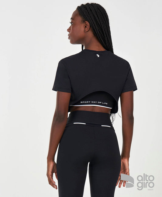 T-Shirt Cropped Sport Way Of Life Preto Alto Giro