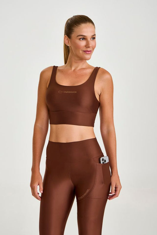 Top Atletika com Silk Marrom Capuccino Caju Brasil