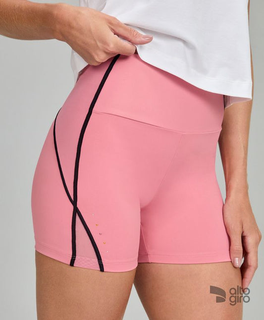 Bermuda Texturas e Contorno Rosa Encanto Alto Giro