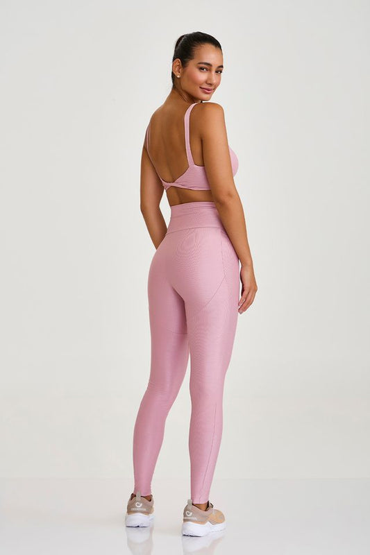 Conjunto Top e Legging Pro Essencial Rosa Quartzo Caju Brasil