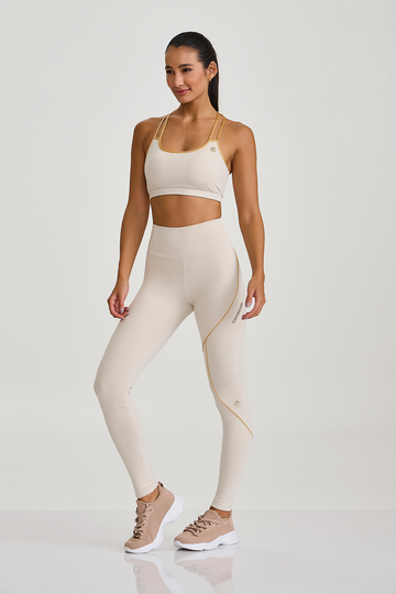 Conjunto Top e Legging Hyper Com Silk Off White Caju Brasil