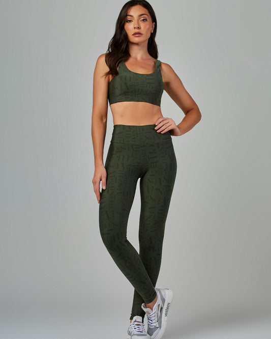 Conjunto Top e Legging Fusô Myst Verde Croco Vestem