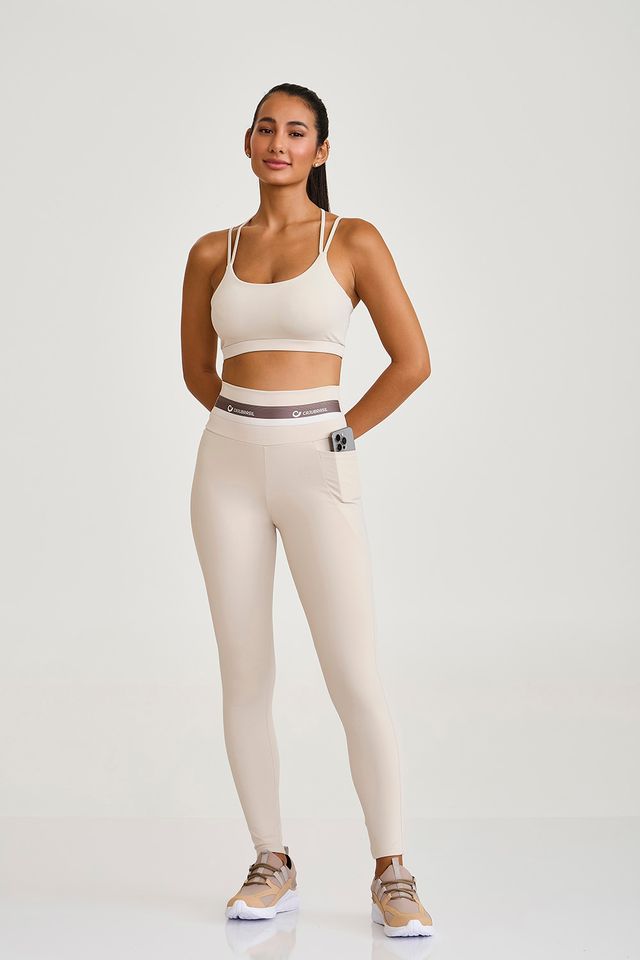 Conjunto Top e Legging Pro Com Elástico No Cos Off White Caju Brasil