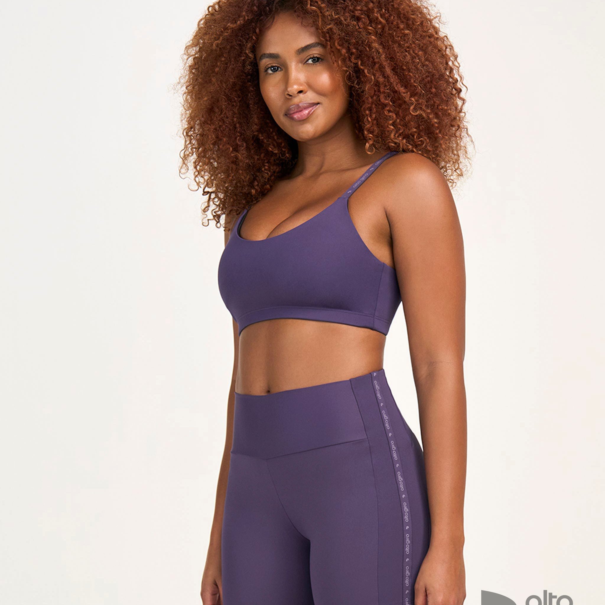 Top Elástico Personalizado Roxo Velvet Alto Giro