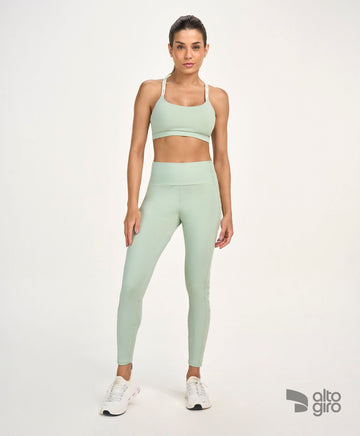Legging Elástico Personalizado Verde Gelo Alto Giro