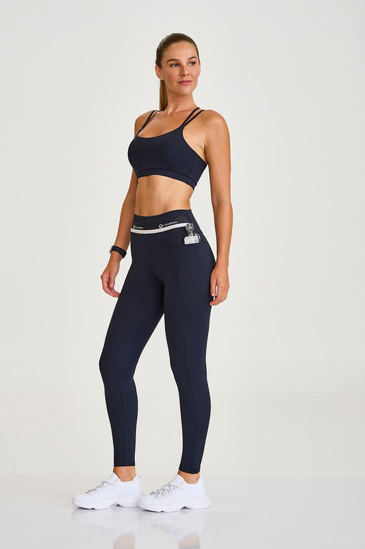 Conjunto Top e Legging Pro Com Elástico No Cos Preto Caju Brasil