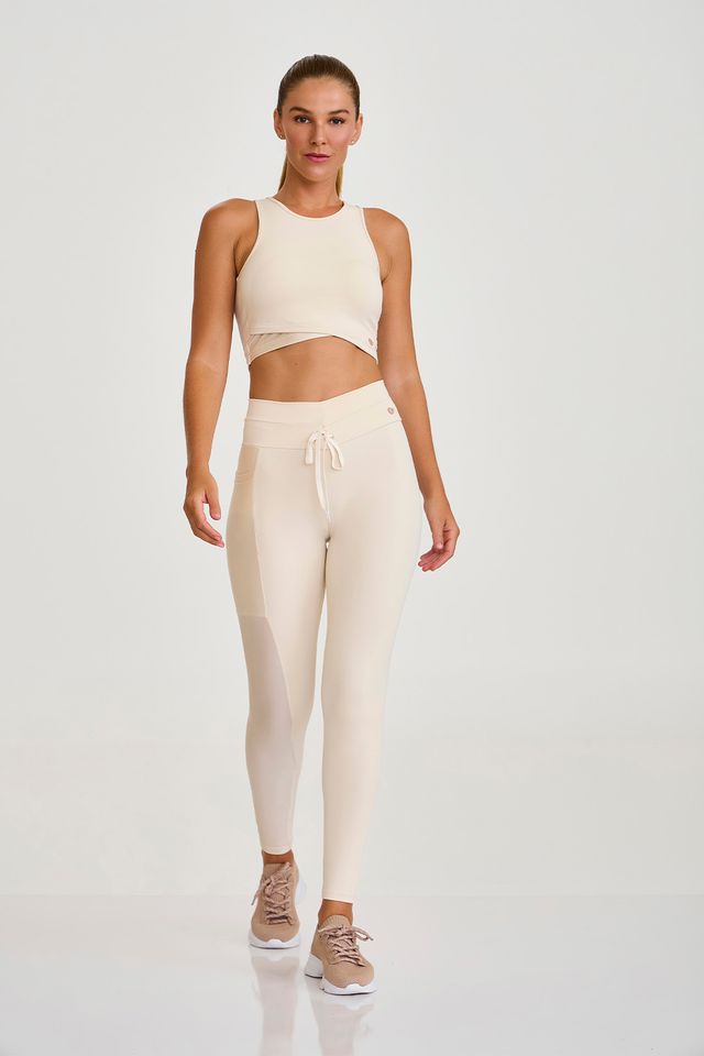 Legging Nakay Afina Cintura Com Bolso Off White Caju Brasil