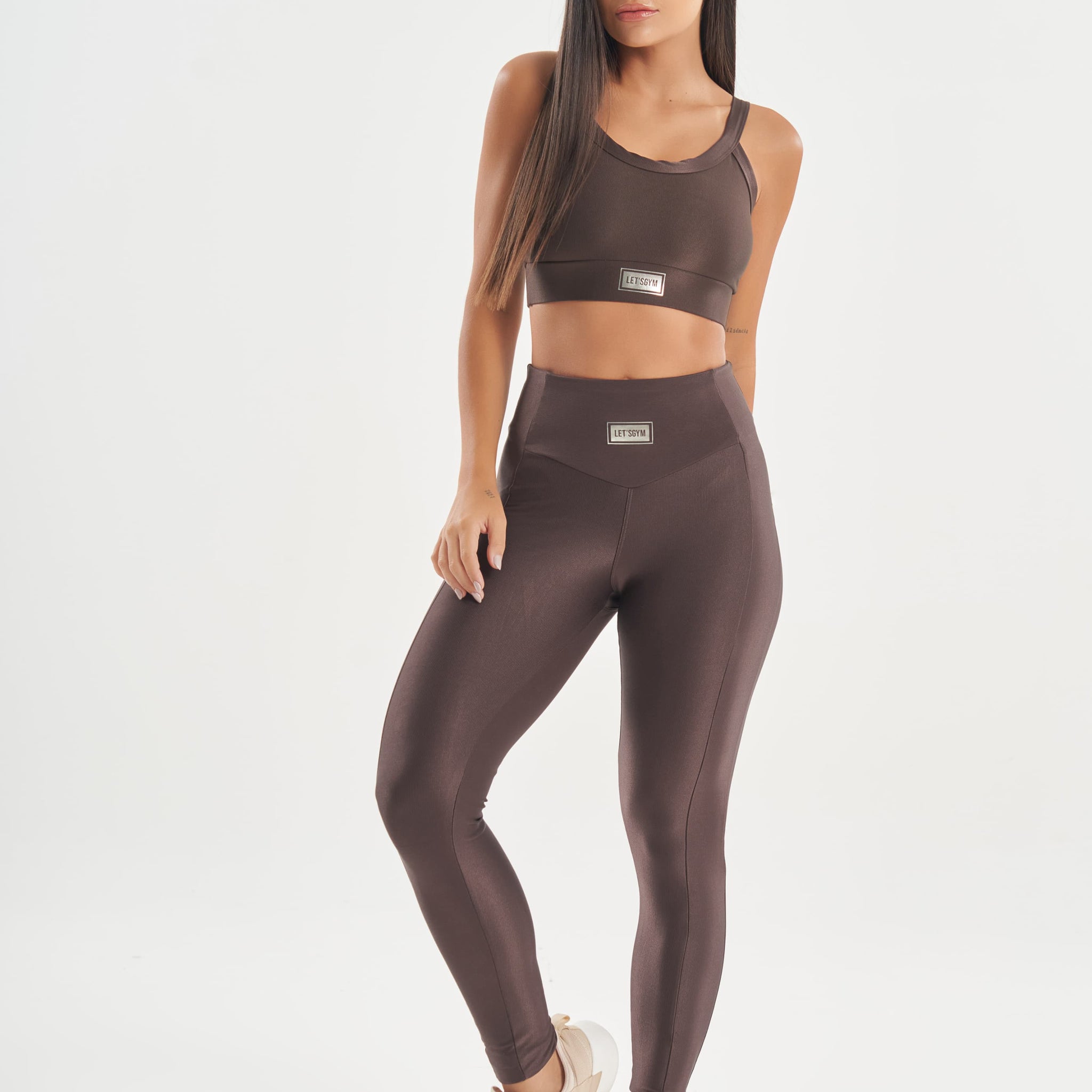 Conjunto Top e Legging Bright Coffee Lets Gym