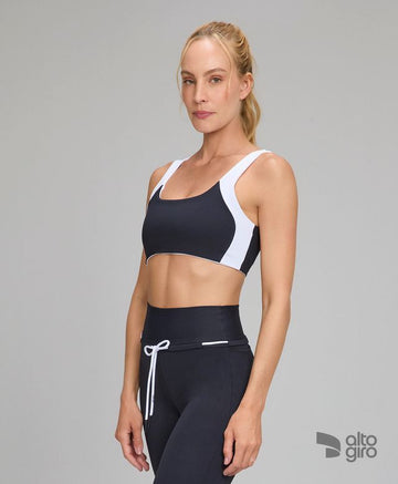 Top Dupla Face Bicolor Preto Alto Giro