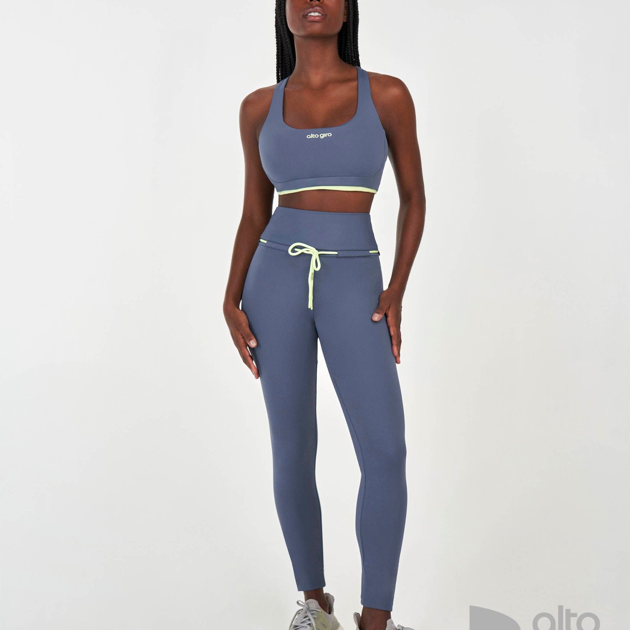 Legging Com Regulagem No Cos Cinza Alto Giro