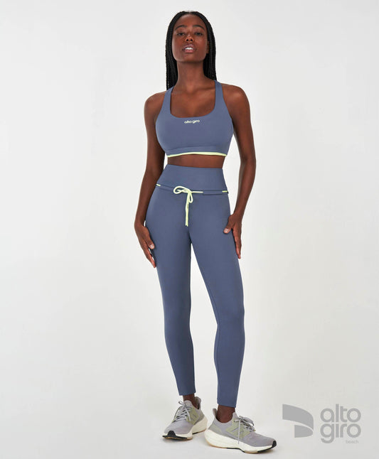 Conjunto Top e Legging Com Regulagem No Cos Cinza Alto Giro