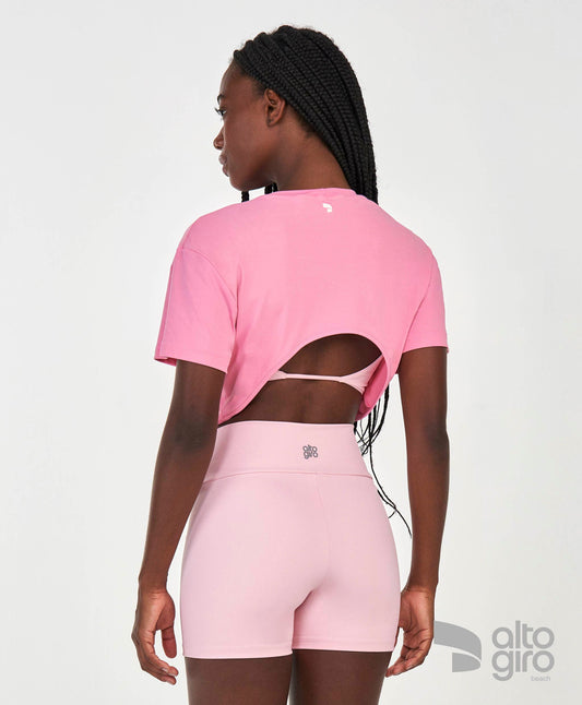 T-Shirt Cropped Sport Way Of Life Rosa Alto Giro