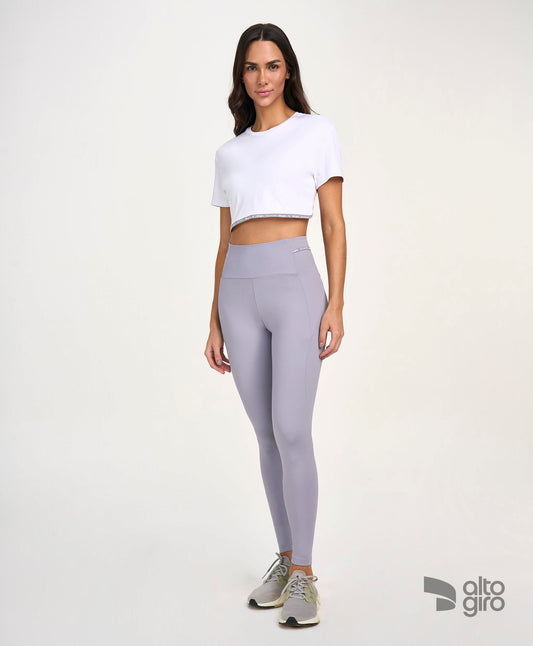 T-shirt Cropped Elastico Branco Alto Giro