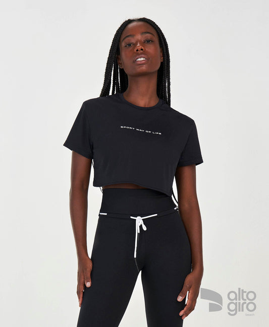 T-Shirt Cropped Sport Way Of Life Preto Alto Giro