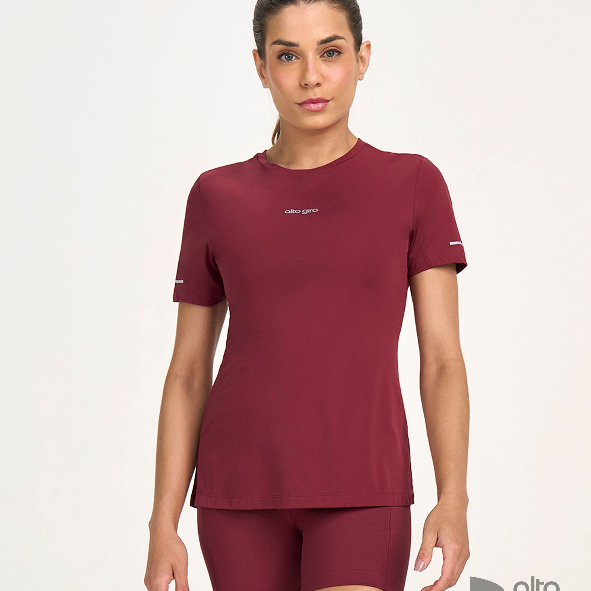 T-Shirt Basica Refletivos Vermelho Tinto Alto Giro