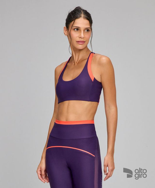 Top Contraste Costas Nadador Roxo Royale Alto Giro