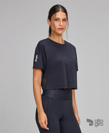 T-shirt Cropped Tule Costas Preto Alto Giro