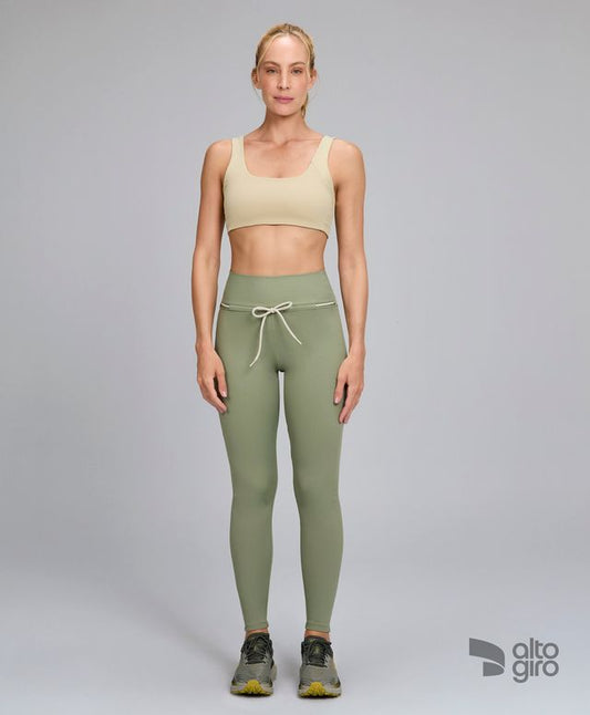 Legging Com Bolsos e Cordão Verde Alecrim Alto Giro