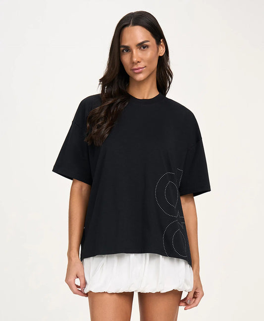 T-shirt Boxy Casual Oversized Preto Alto Giro