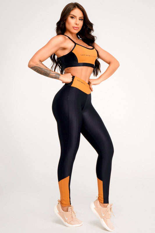 Conjunto Top E Legging Doll Preto Lets Gym