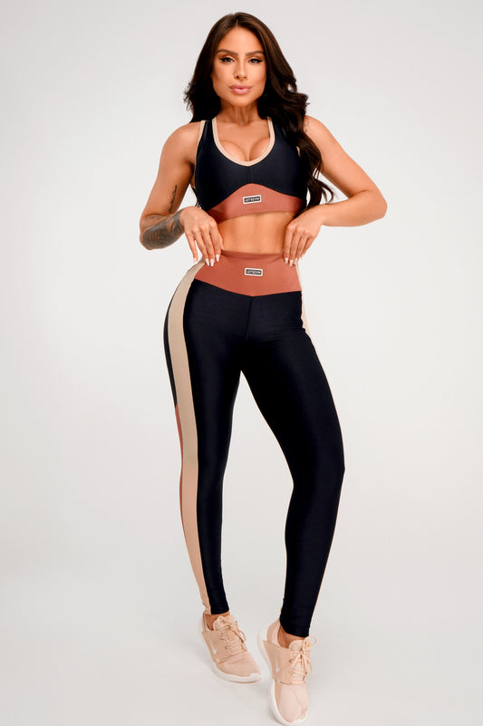 Legging Lit Preto e Bronze Lets Gym