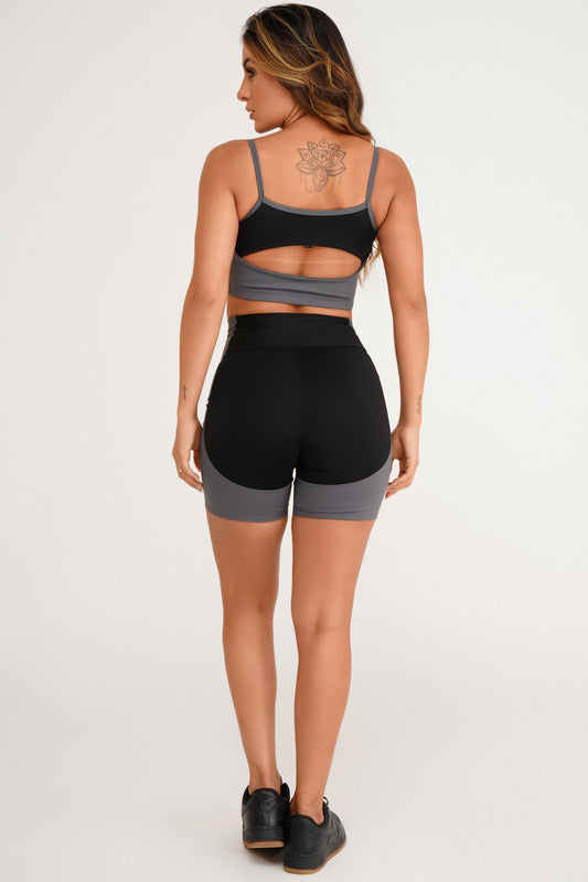 Conjunto Top e Shorts Euphoria Preto Lets Gym