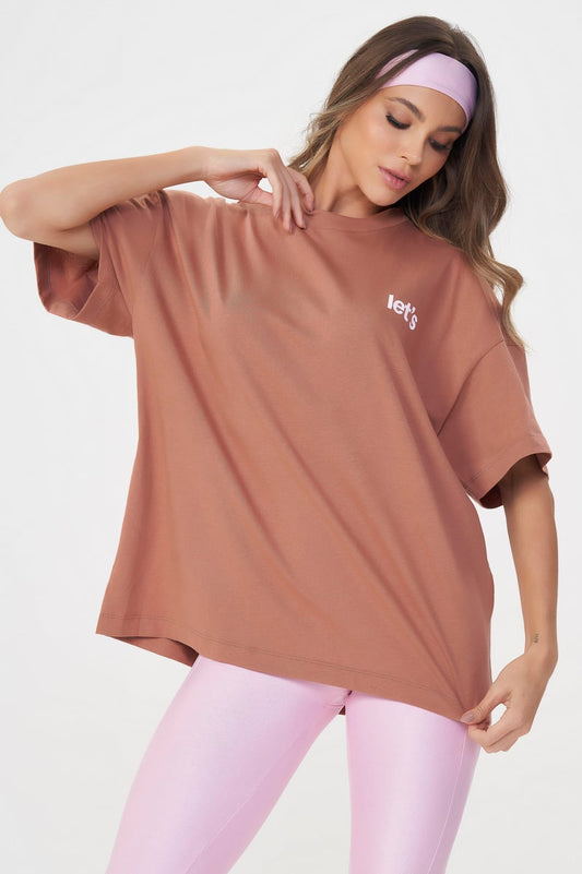 Camiseta Oversized Only Limit Marrom Lets Gym