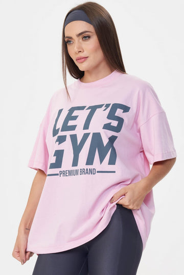 Camiseta Oversized Rosa Claro Lets Gym