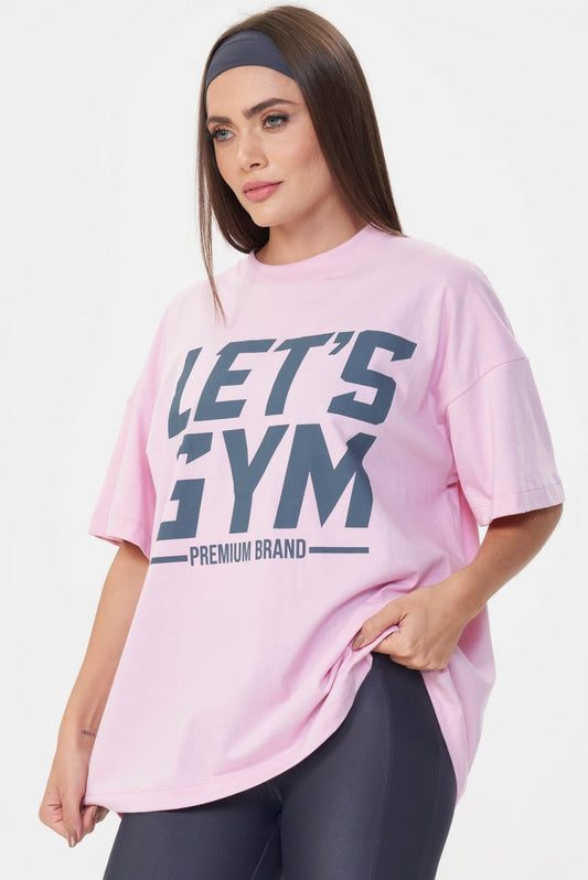 Camiseta Oversized Rosa Claro Lets Gym