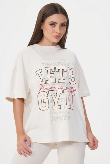 Camiseta Oversized Power Off White Lets Gym