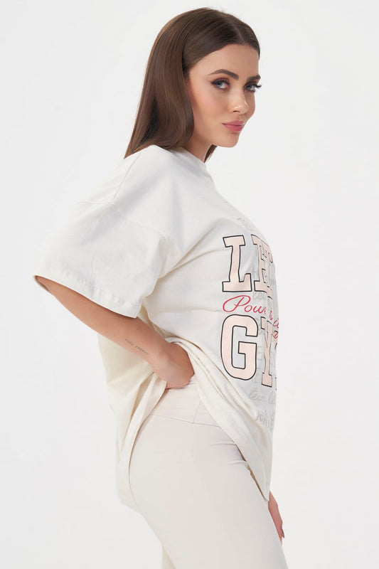 Camiseta Oversized Power Off White Lets Gym