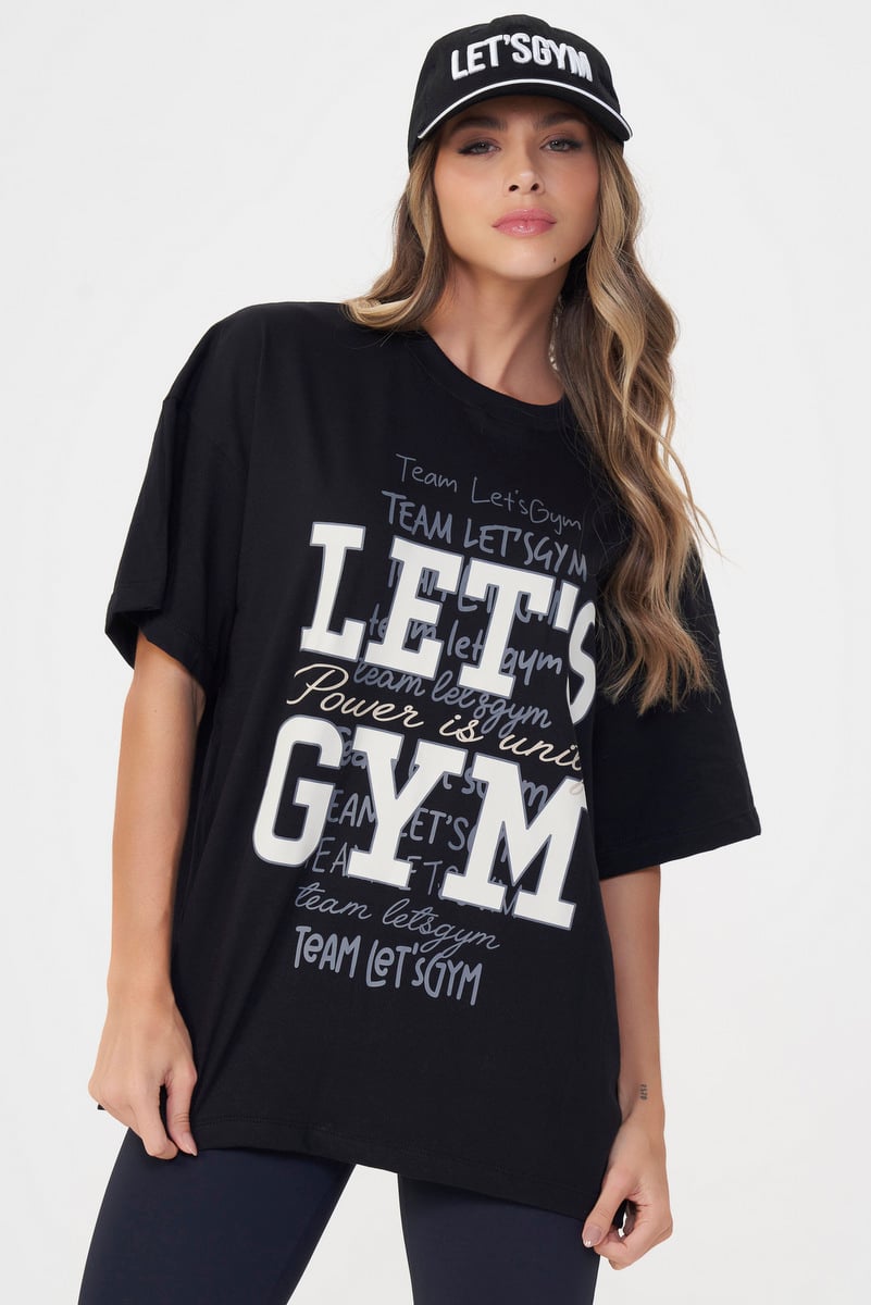 Camiseta Oversized Power Preto Lets Gym