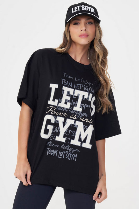 Camiseta Oversized Power Preto Lets Gym