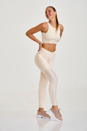 Conjunto Top e Legging Nakay Afina Cintura Off White Caju Brasil