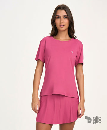 T-shirt Eterna Gola Redonda Rosa Escuro Alto Giro