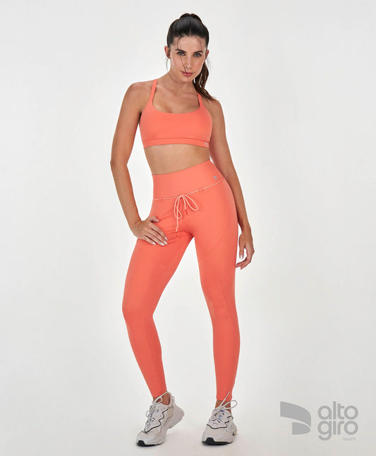 Legging Com Cordão Coral Alto Giro