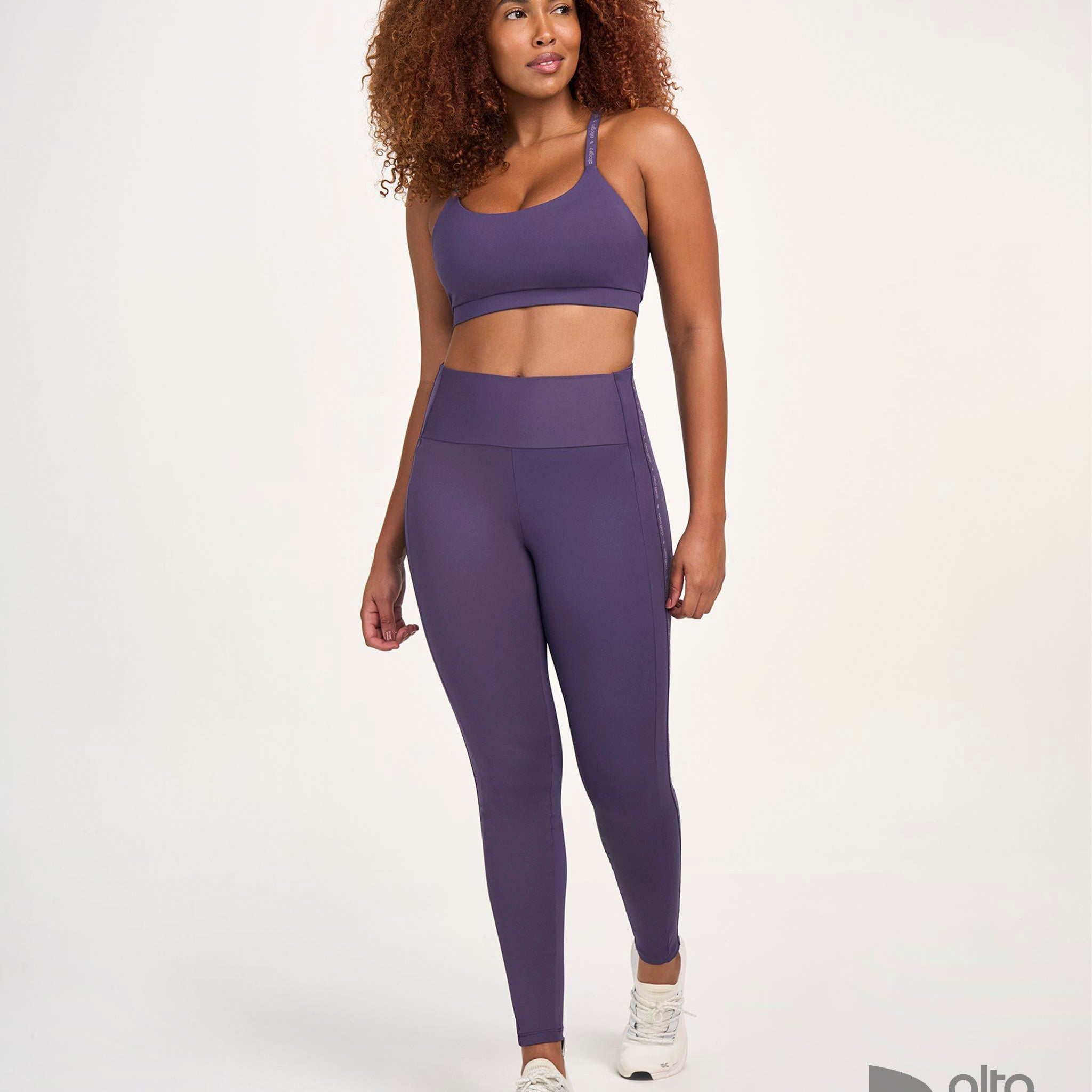 Legging Elástico Personalizado Roxo Velvet Alto Giro